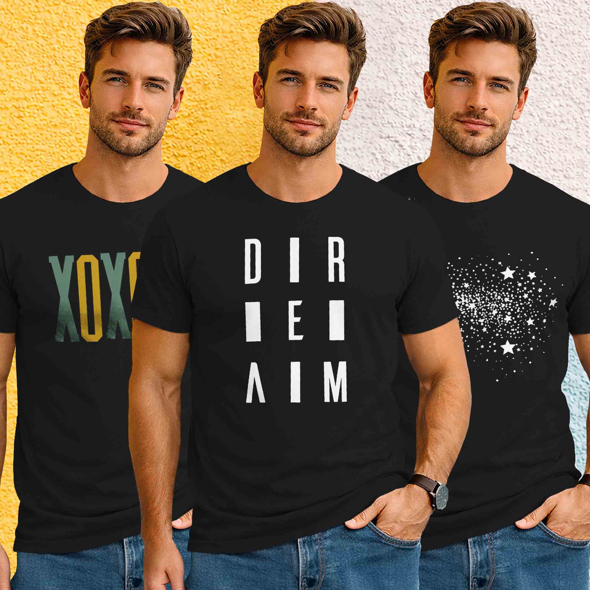 Mens (Pack Of 3) Half Sleeve Printed Tshirts