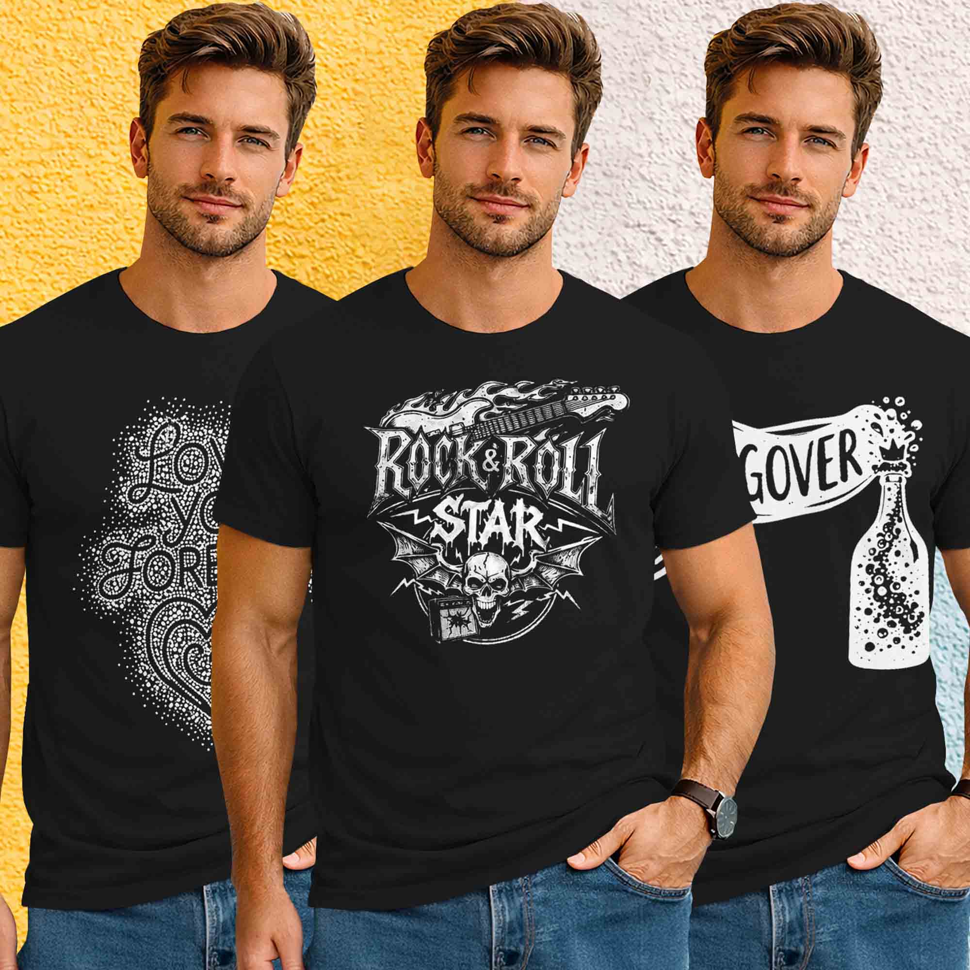 Mens (Pack Of 3) Half Sleeve Printed Tshirts