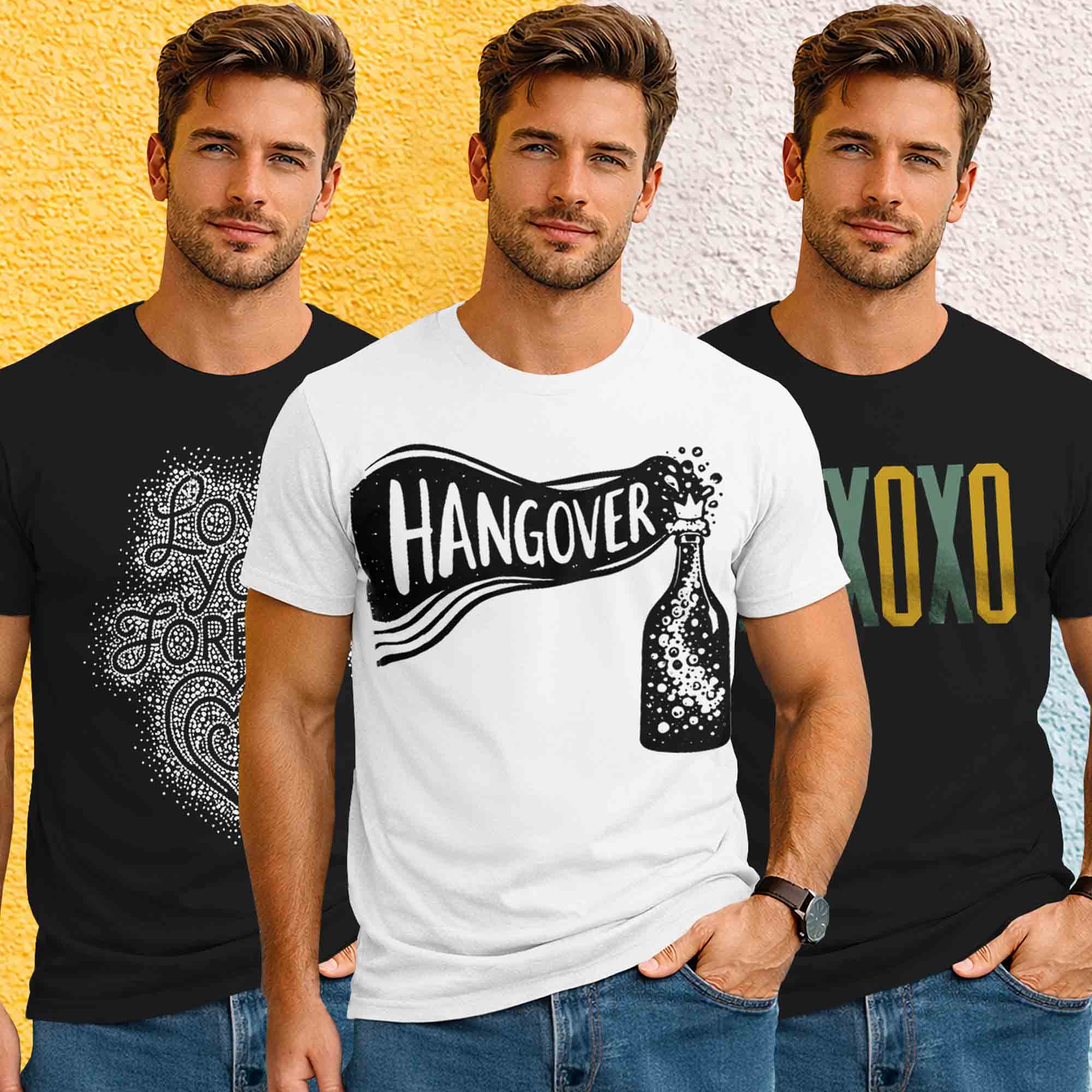 Mens (Pack Of 3) Half Sleeve Printed Tshirts