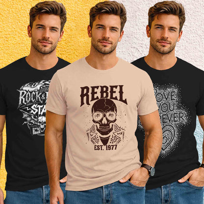 Mens (Pack Of 3) Half Sleeve Printed Tshirts