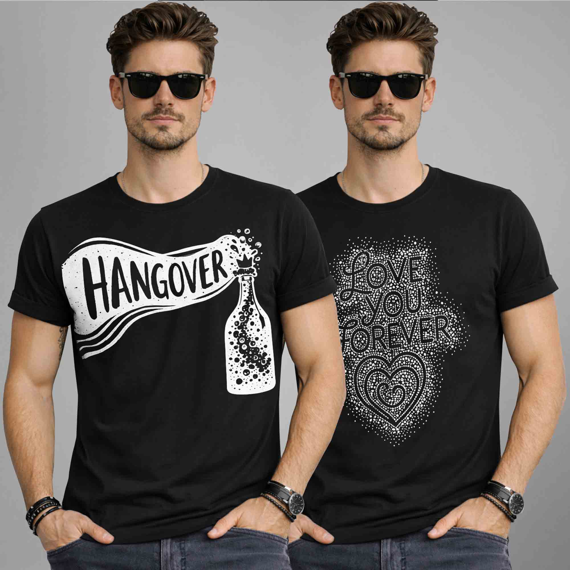 Pack Of 2 Graphics Printed Men Half Sleeve Combo T-shirts - 16 Variants