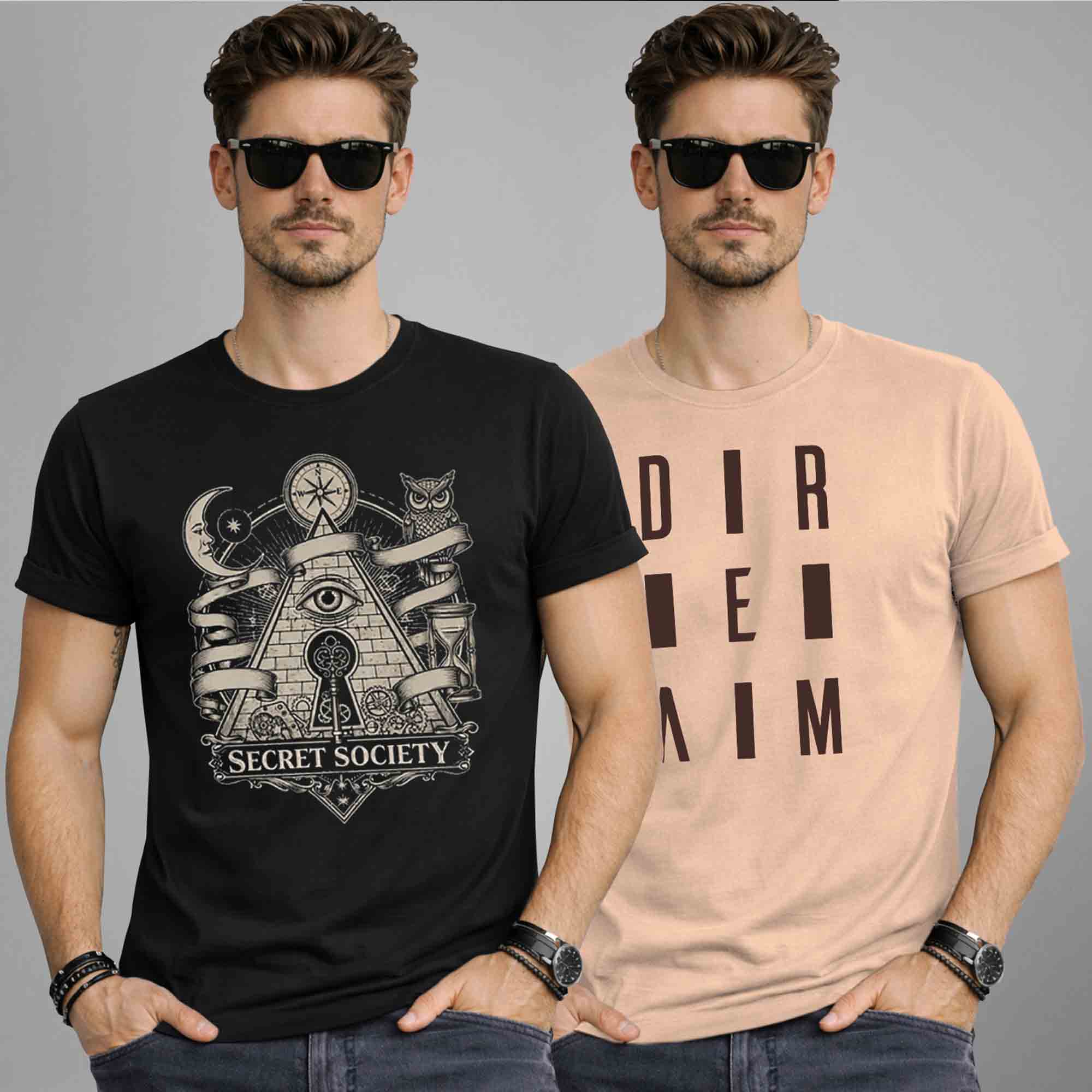 Pack Of 2 Graphics Printed Men Half Sleeve Combo T-shirts - 16 Variants