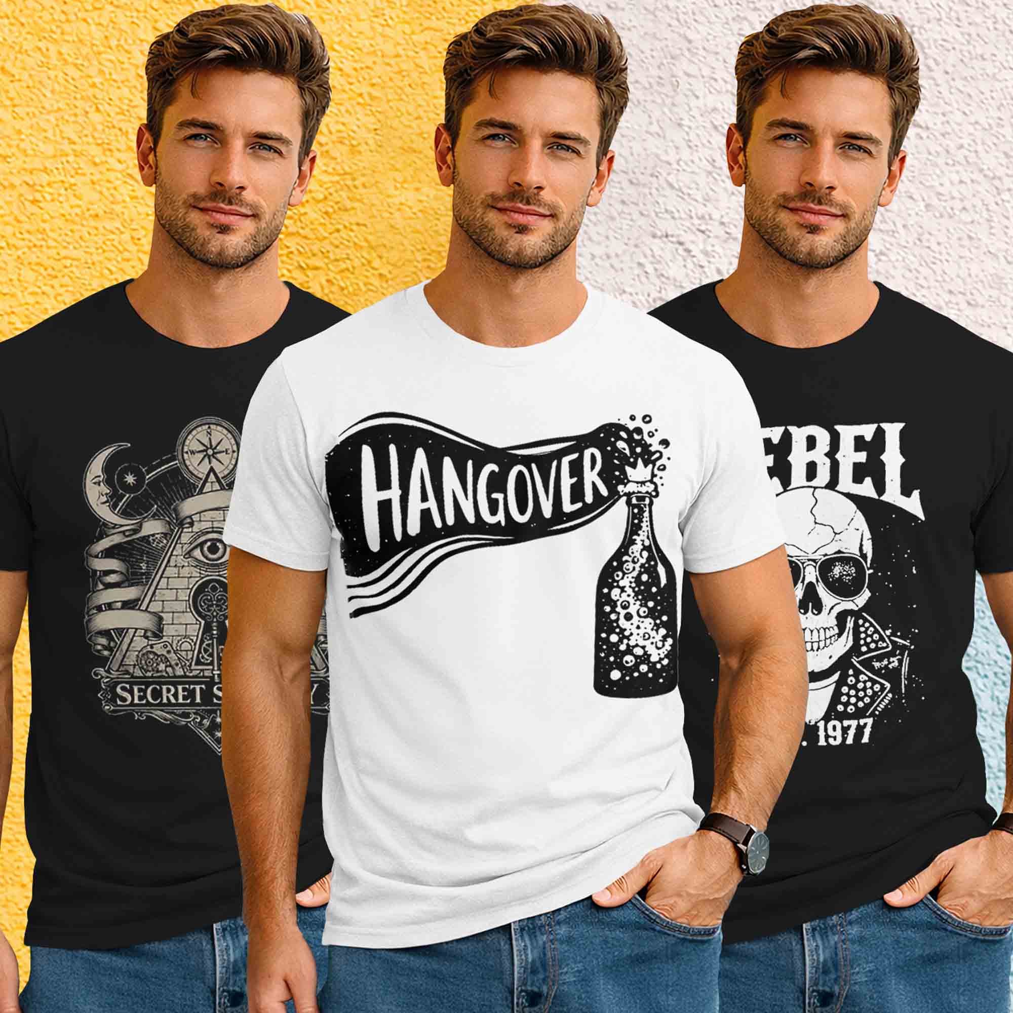 Mens (Pack Of 3) Half Sleeve Printed Tshirts