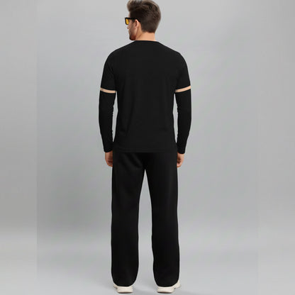 Out Fit Set For Printed Black Tshirt & Black Trackpant