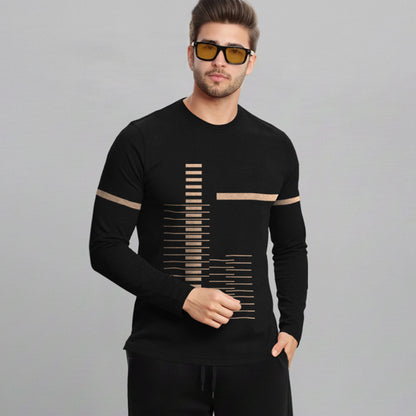 Out Fit Set For Printed Black Tshirt & Black Trackpant