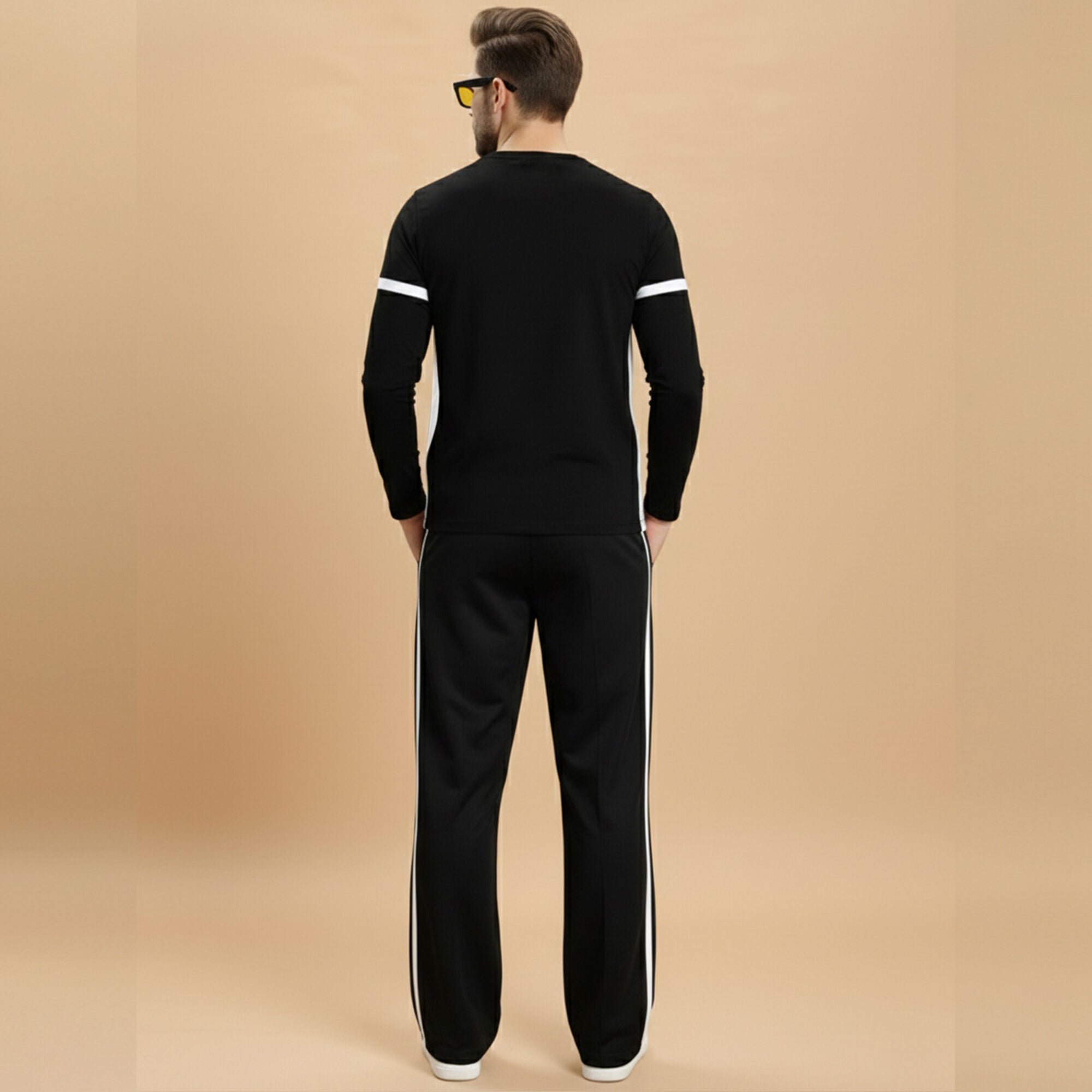 Tracksuit For Full Sleeve Printed Tshirt Black Matching Trackpant