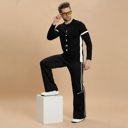 Tracksuit For Full Sleeve Printed Tshirt Black Matching Trackpant