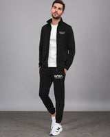 Mens Round Neck Black Winter Jacket / Black Trackpant