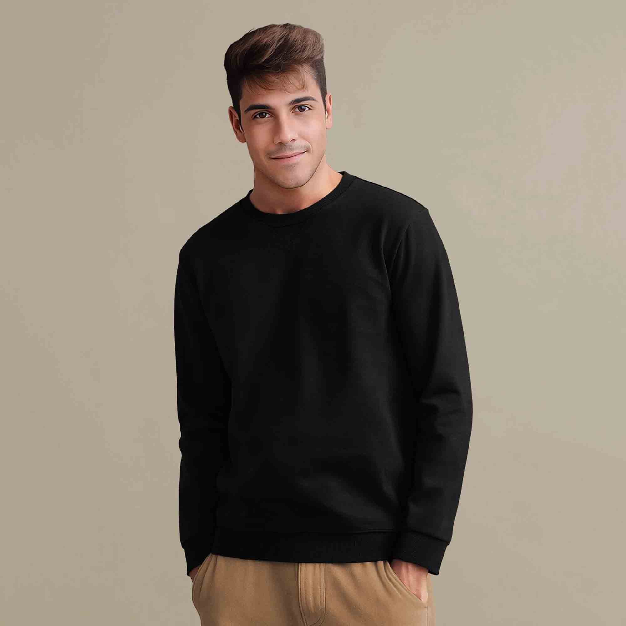 Men Solid Colors Round Neck Sweatshirts 7 Variants