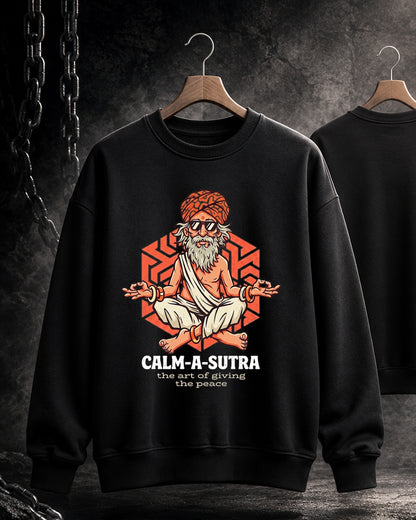 Mens Round Neck Full Sleeve Printed Sweatshirt Black