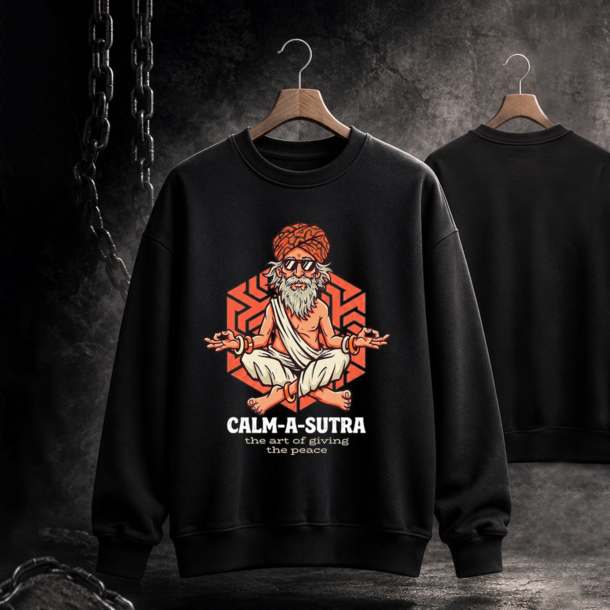 Mens Round Neck Full Sleeve Printed Sweatshirt Black