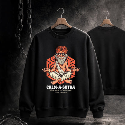 Mens Round Neck Full Sleeve Printed Sweatshirt Black