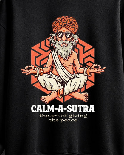 Mens Round Neck Full Sleeve Printed Sweatshirt Black