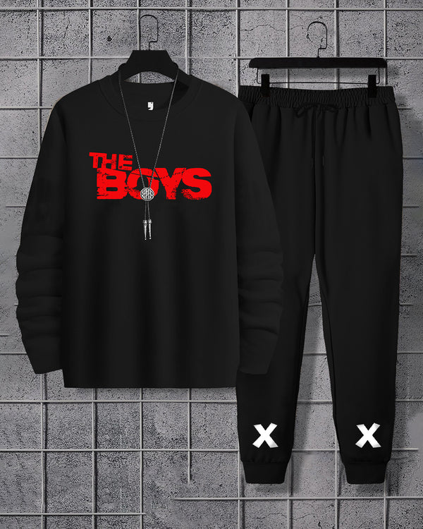 Tracksuit For Mens Round Neck Black T-shirt / Black Trackpant