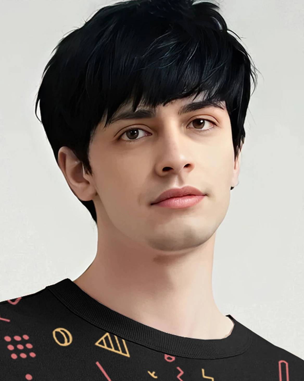 Mens All Over Printed Black Drop Shoulder Tshirt