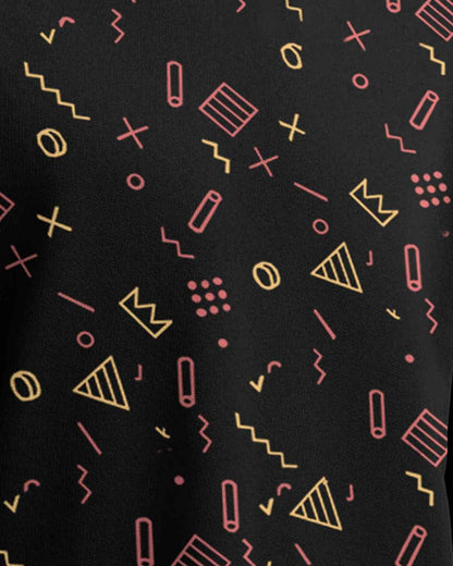 Mens All Over Printed Black Drop Shoulder Tshirt