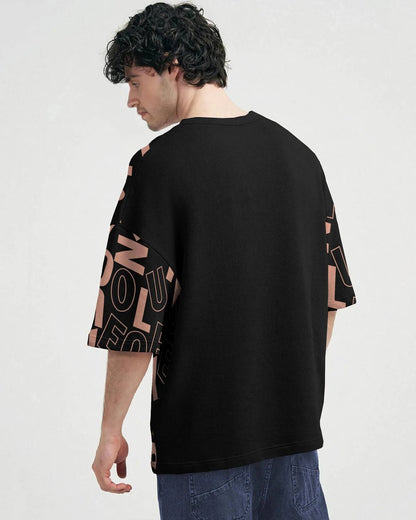 Men Over All Printed Black Over Size T-shirt