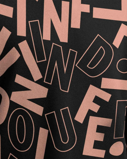 Men Over All Printed Black Over Size T-shirt