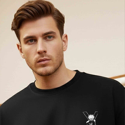 Back Printed Loose Fit Baggy Tshirt Black For Mens