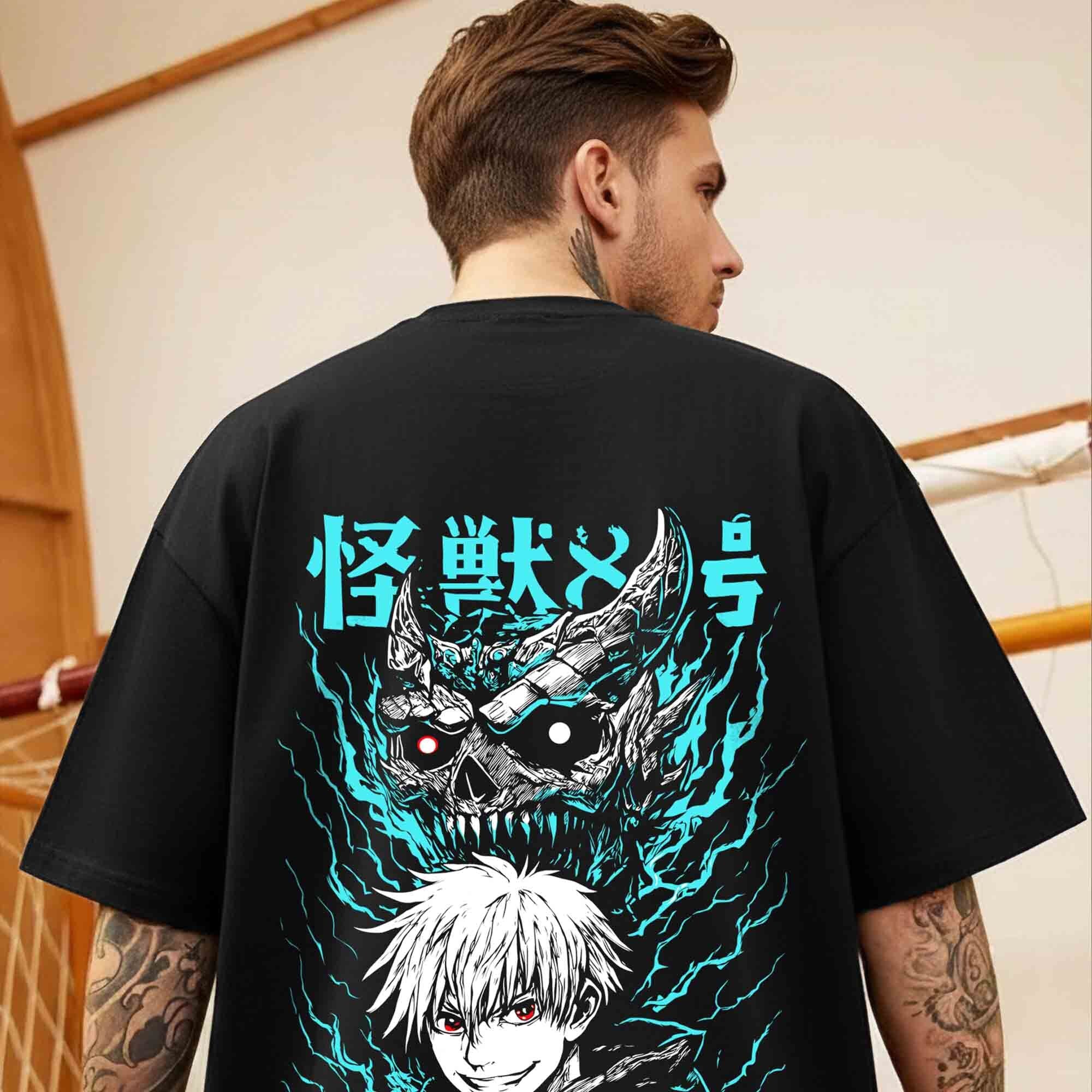 Anime Graphic Back Printed Oversized Tshirt Black