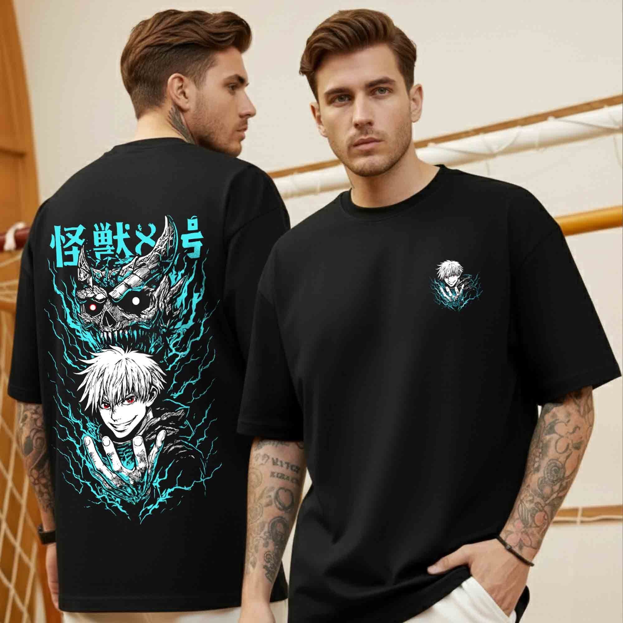 Anime Graphic Back Printed Oversized Tshirt Black