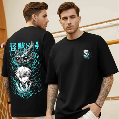 Anime Graphic Back Printed Oversized Tshirt Black