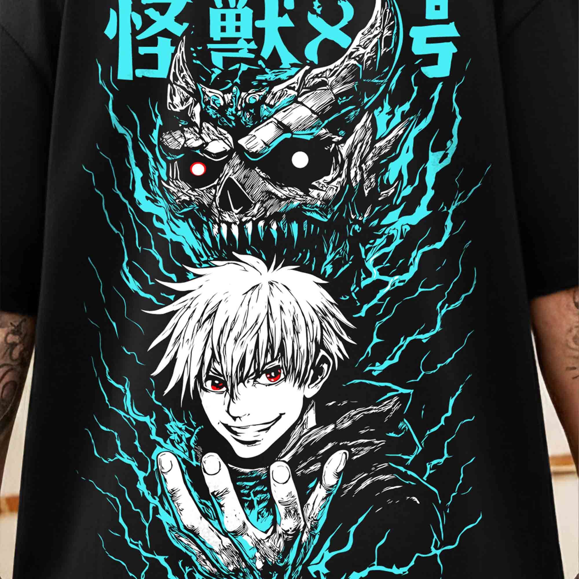 Anime Graphic Back Printed Oversized Tshirt Black