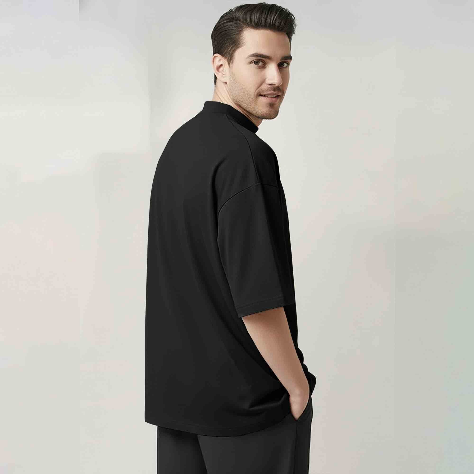 Samurai Dragon Graphic Design Printed Oversized Tshirt Black