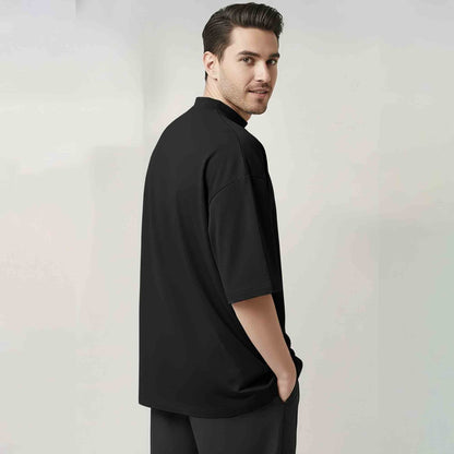 Samurai Dragon Graphic Design Printed Oversized Tshirt Black