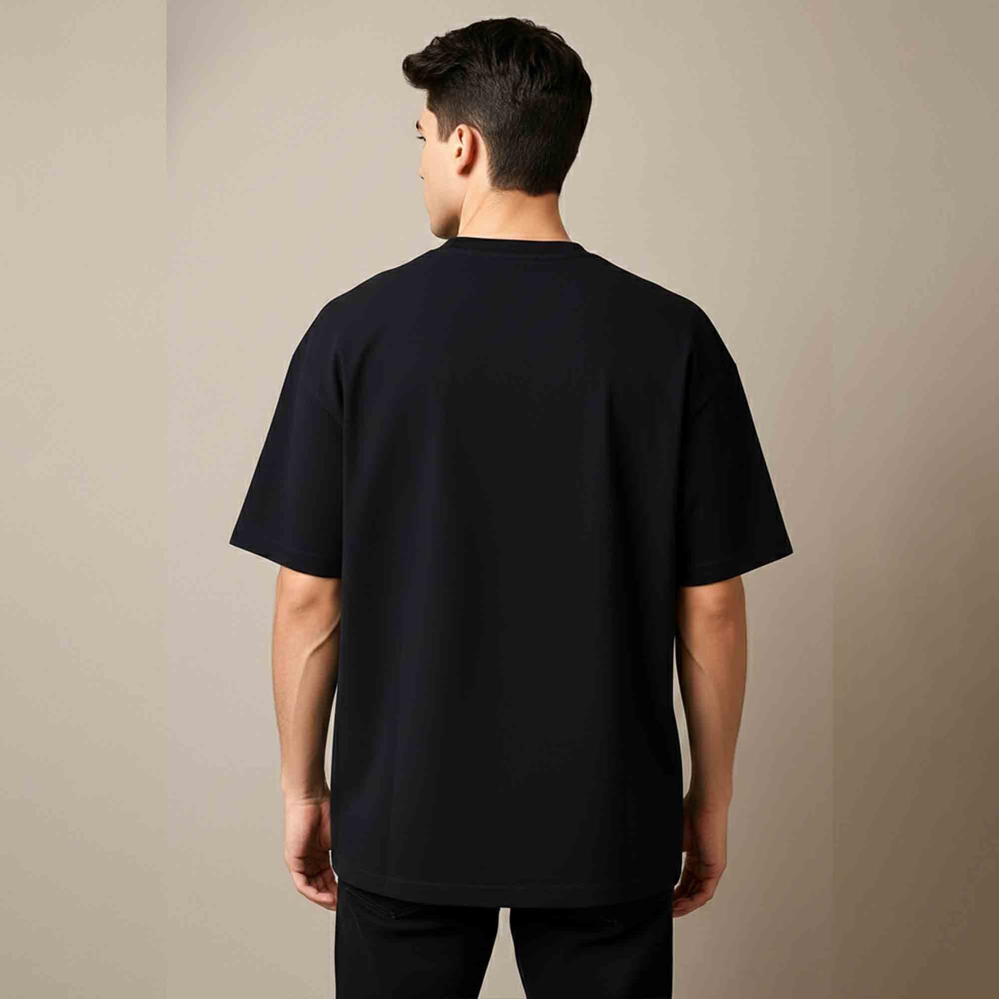 Men Spark Printed Oversized Tshirt Black