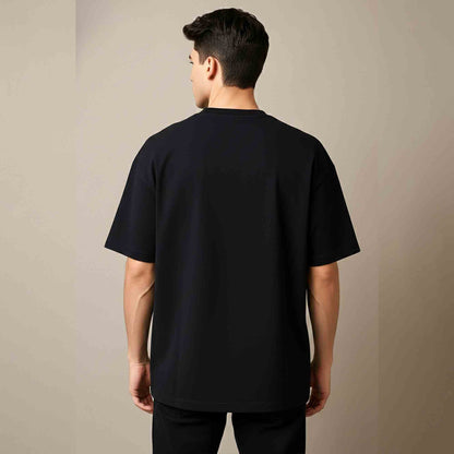 Men Spark Printed Oversized Tshirt Black
