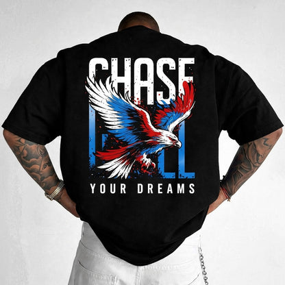 Mens Oversized Eagle Graphic Printed T-Shirt Black