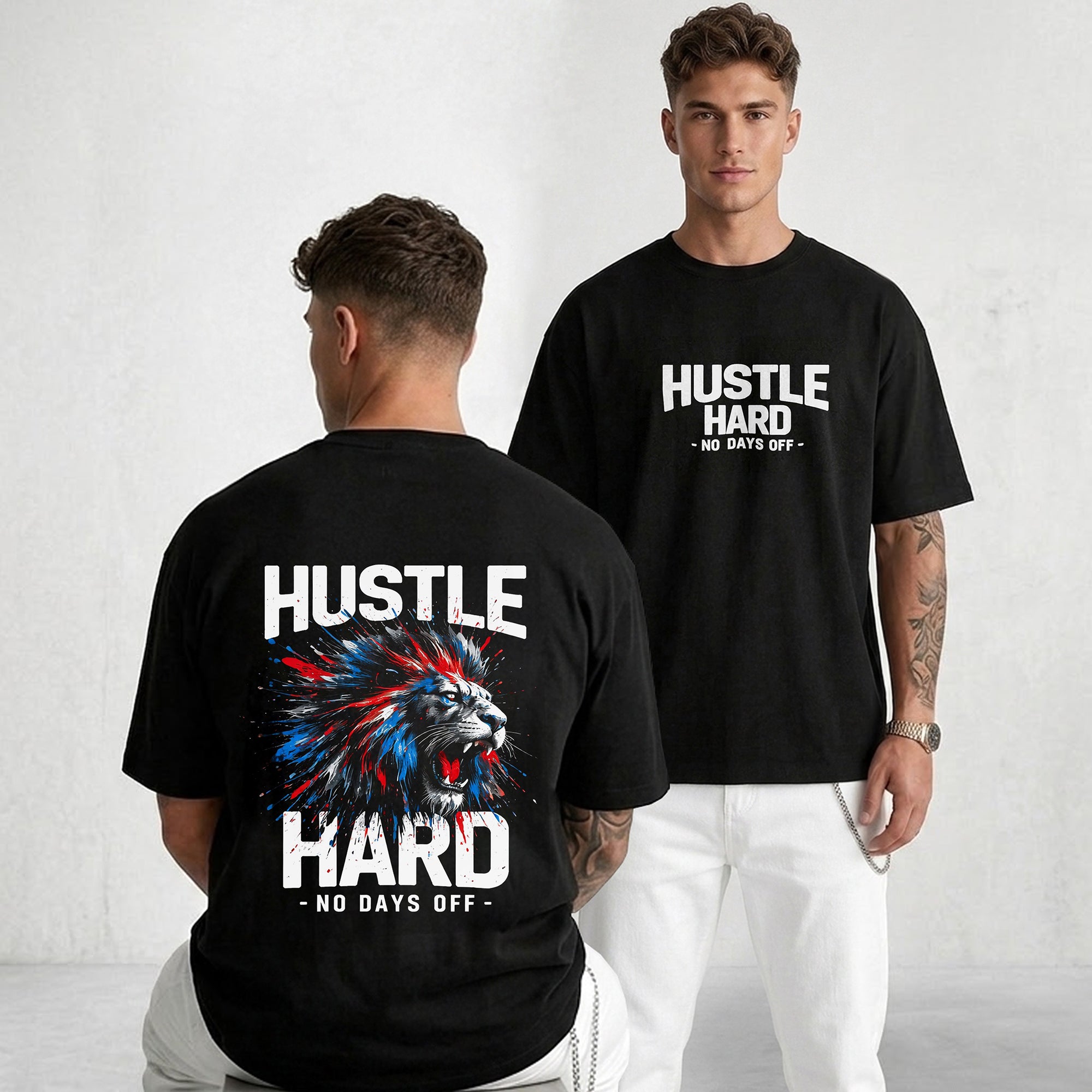 Mens Oversized Graphic Design Printed T-Shirt Black