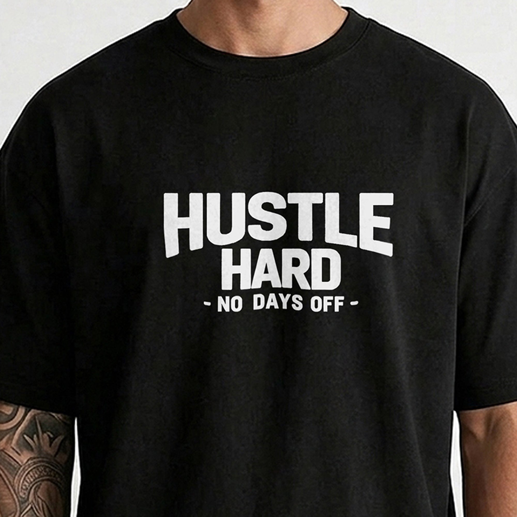 Mens Oversized Graphic Design Printed T-Shirt Black