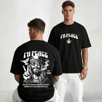 Mens Back Printed Oversized T-shirt Black