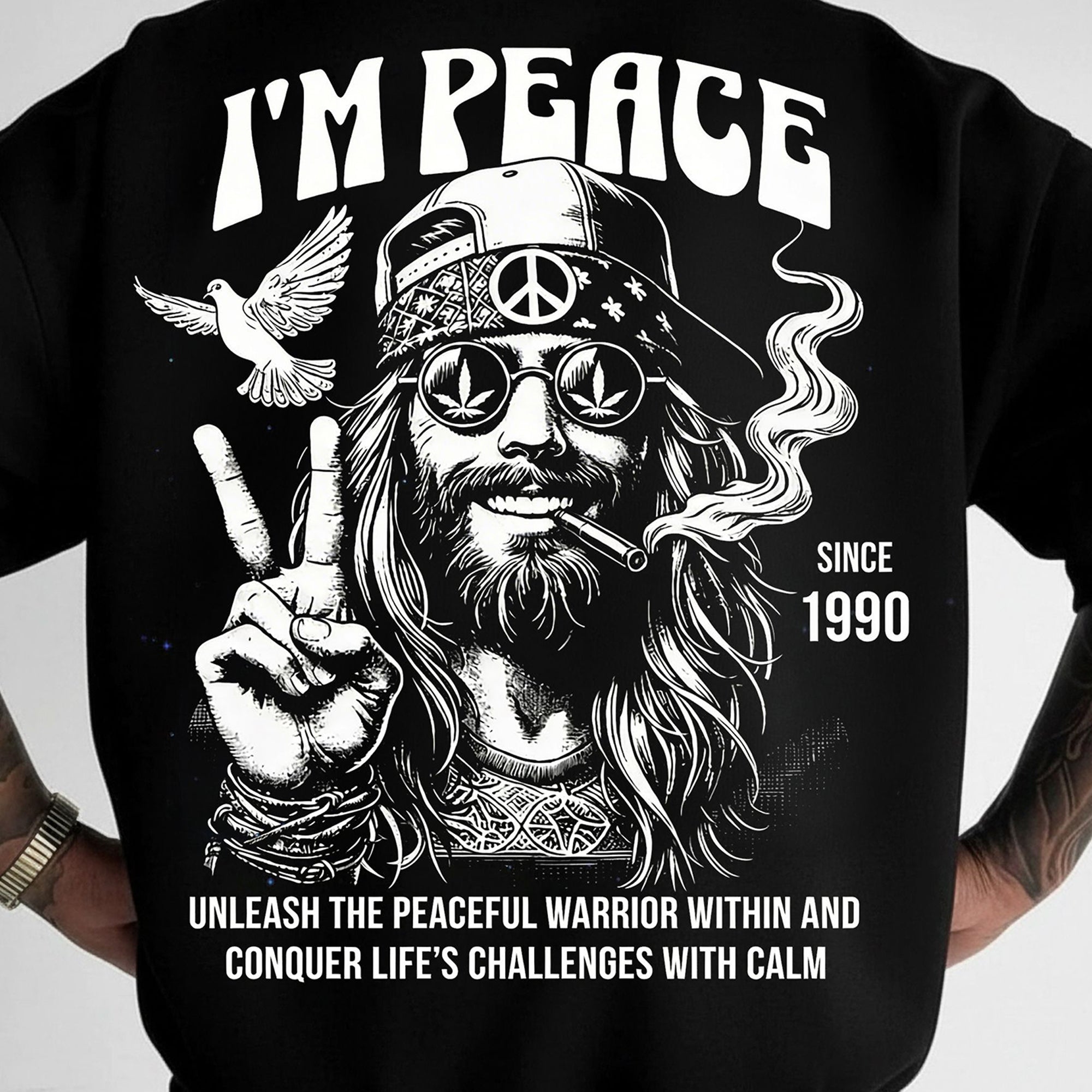 Mens Back Printed Oversized T-shirt Black