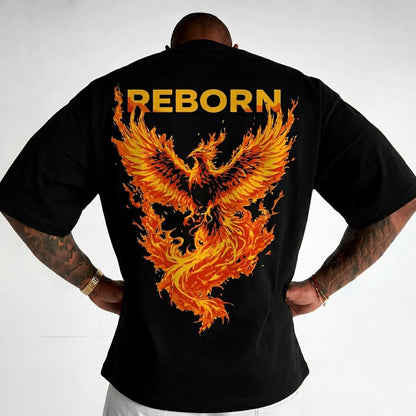 Mens Back Printed Oversized T-shirt Black