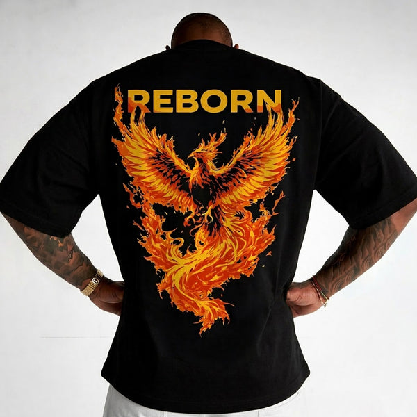 Mens Back Printed Oversized T-shirt Black