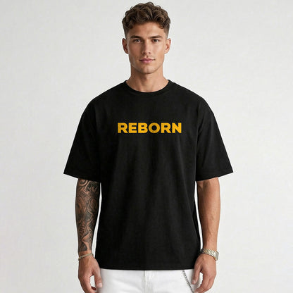 Mens Back Printed Oversized T-shirt Black