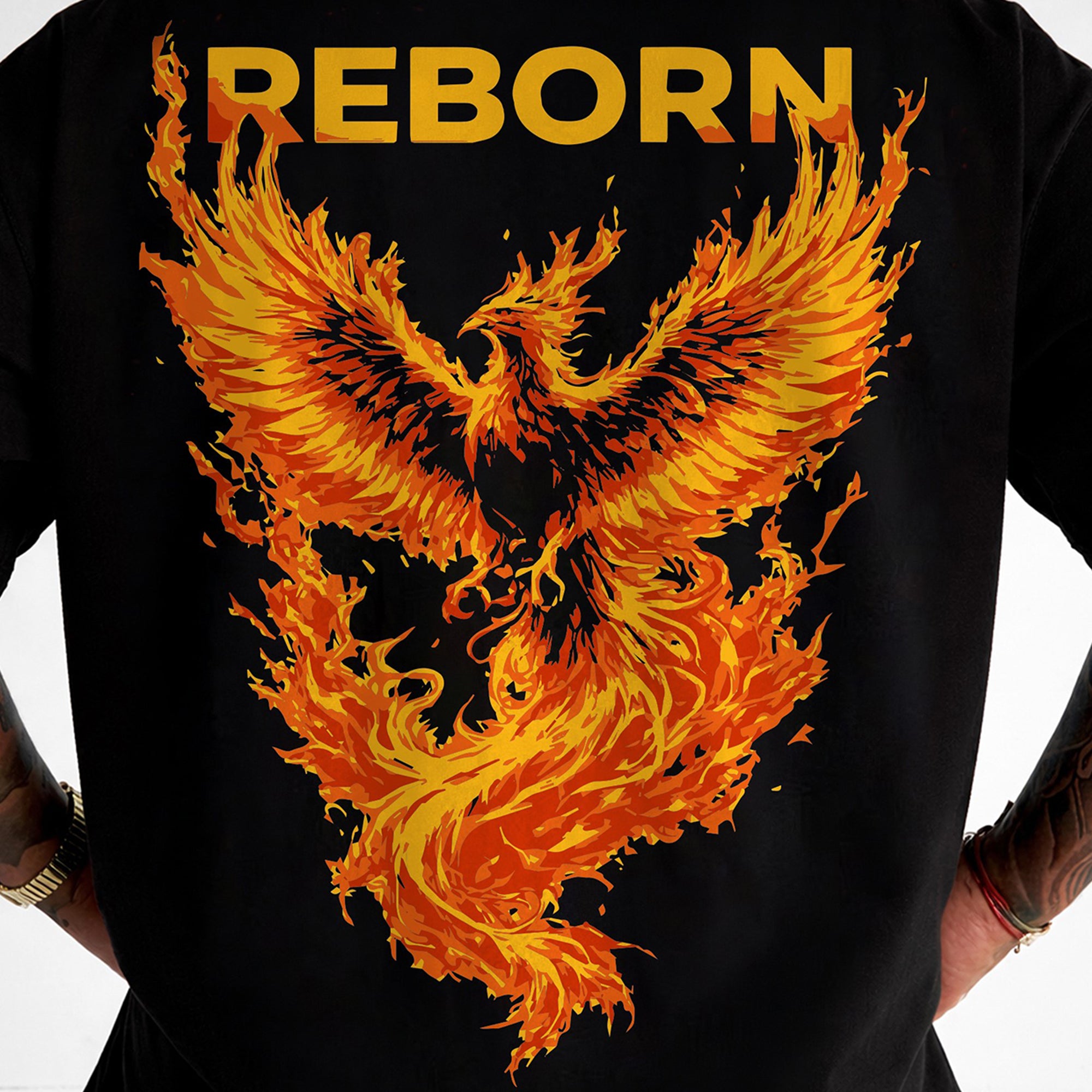 Mens Back Printed Oversized T-shirt Black