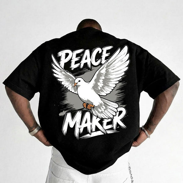 Mens Back Printed Oversized T-shirt Black