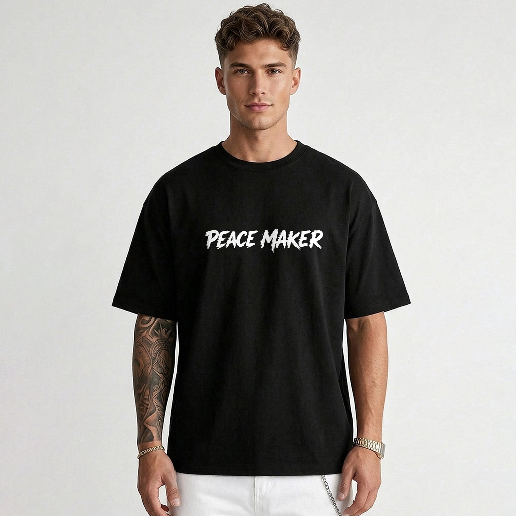 Mens Back Printed Oversized T-shirt Black