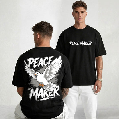 Mens Back Printed Oversized T-shirt Black