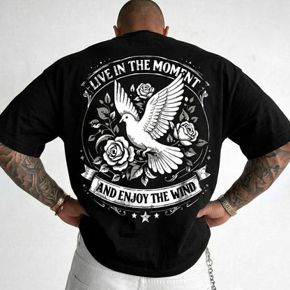 Mens Back Printed Oversized T-shirt Black