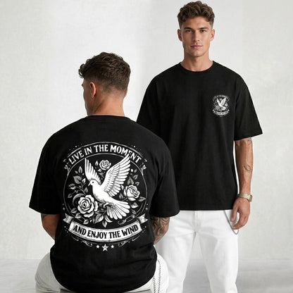 Mens Back Printed Oversized T-shirt Black
