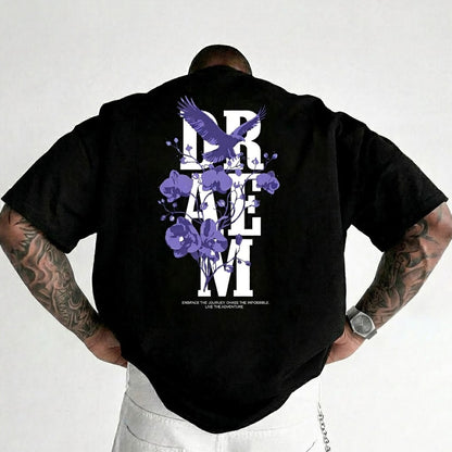 Mens Back Printed Oversized T-shirt Black