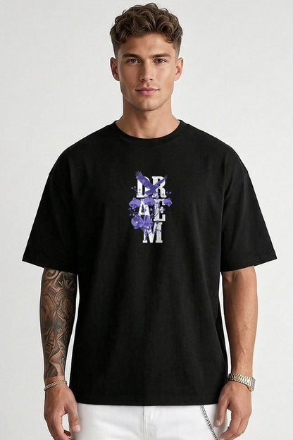 Mens Back Printed Oversized T-shirt Black