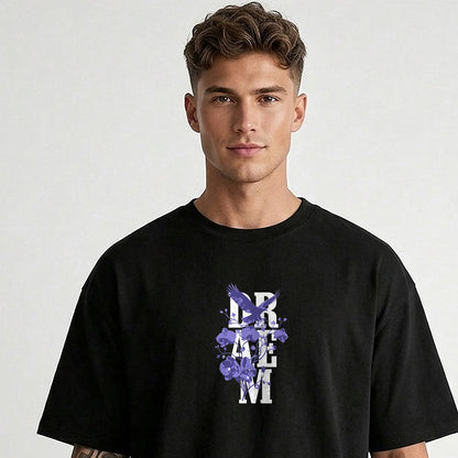 Mens Back Printed Oversized T-shirt Black