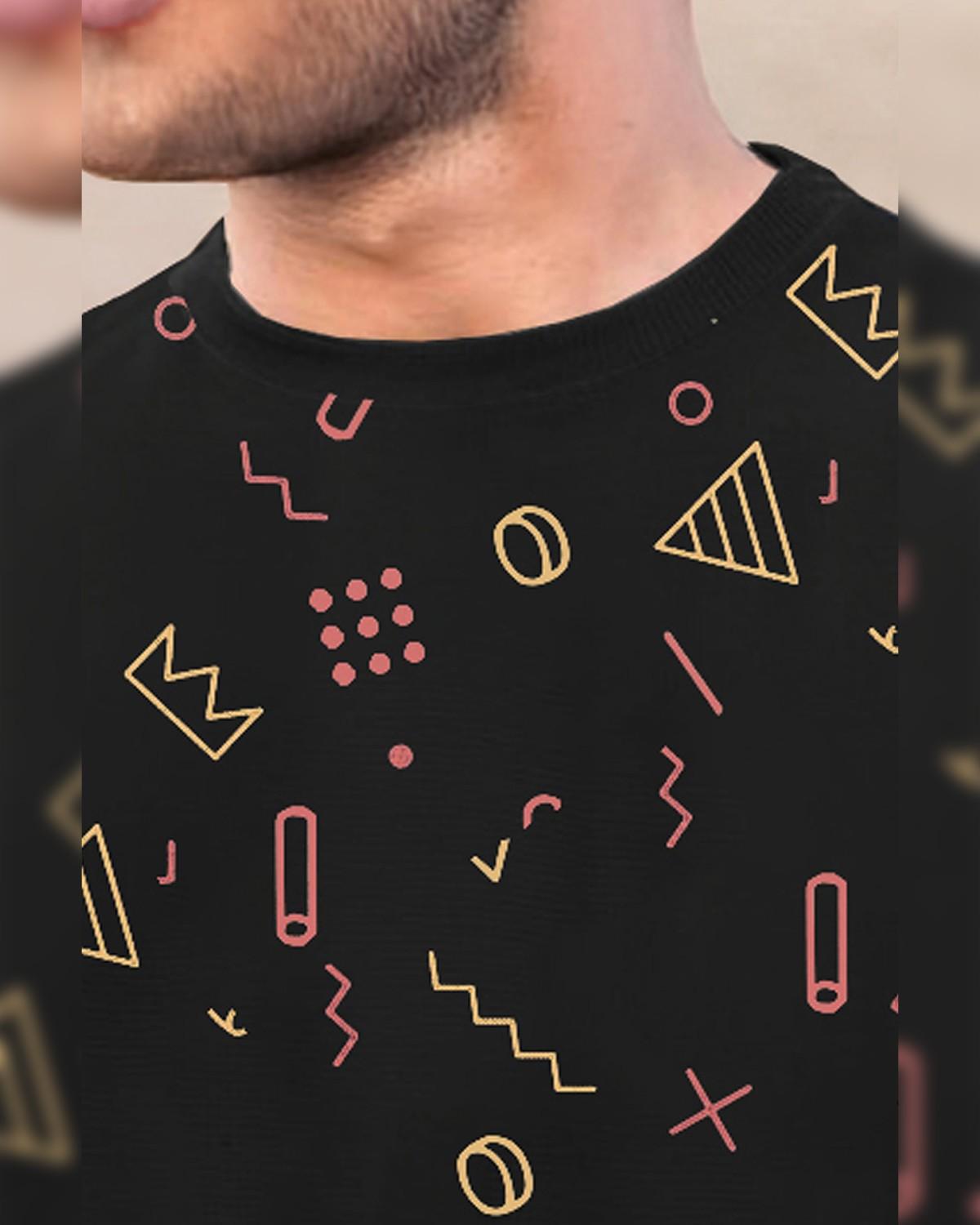 Men Black Round Neck Printed Sleeveless