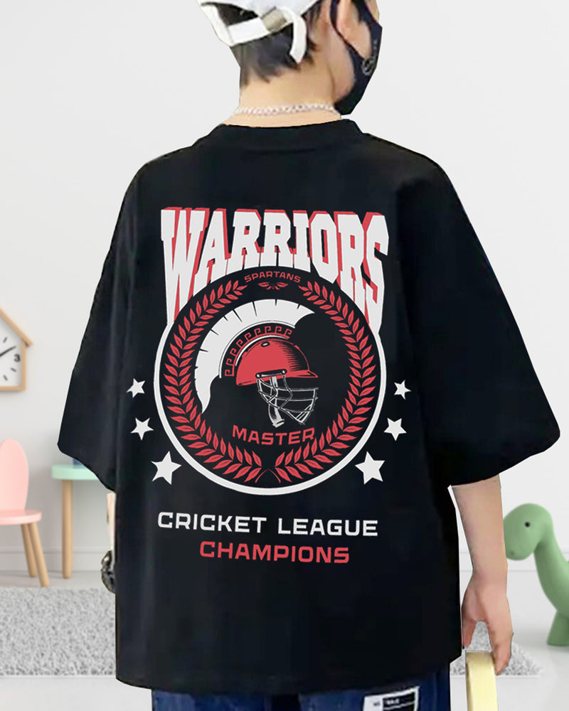 Boys Oversized Warriors Black T-Shirt